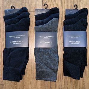 Charles Tyrwhitt Cotton Wool Black Navy Grey Socks Set